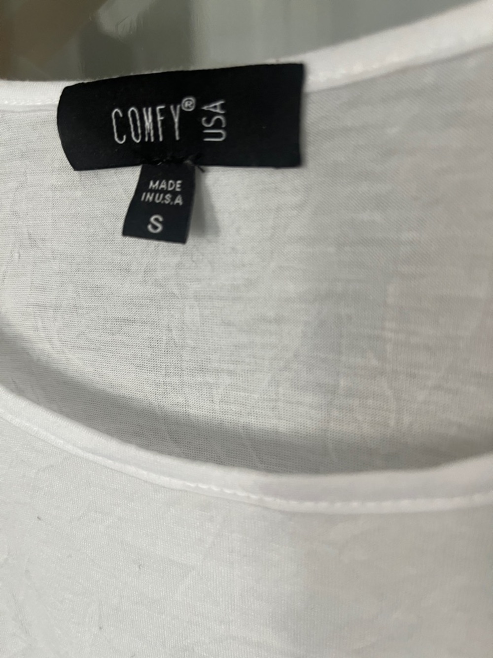 Comfy USA white T-shirt crinkle long sleeve scoop neck sz small - Picture 2 of 3